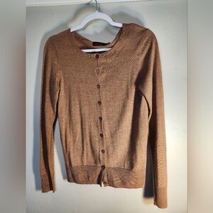 The Limited Soft Button Down Tan Wool Blend Lightweight Cardigan Sz M